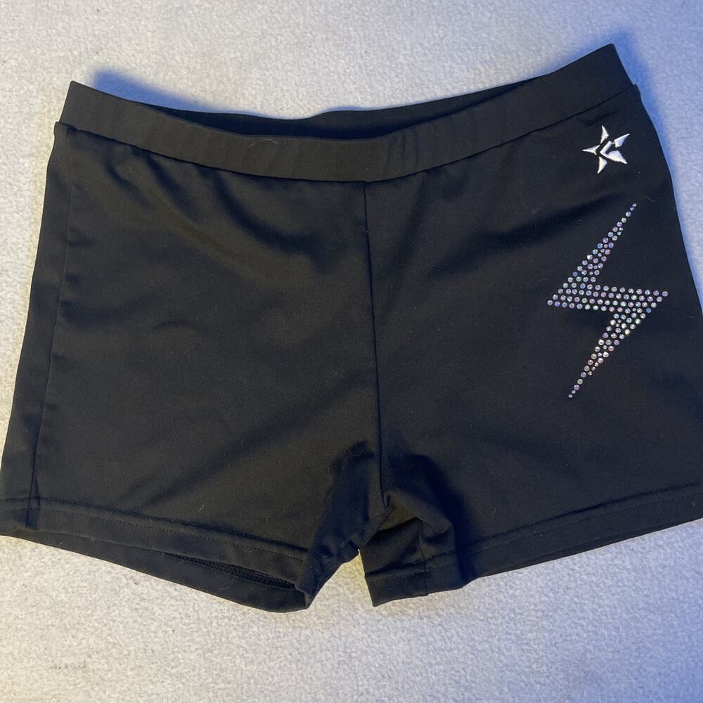 Rebel Athletic Women’s Black Spandex Compression Cheer Shorts Rhinestone